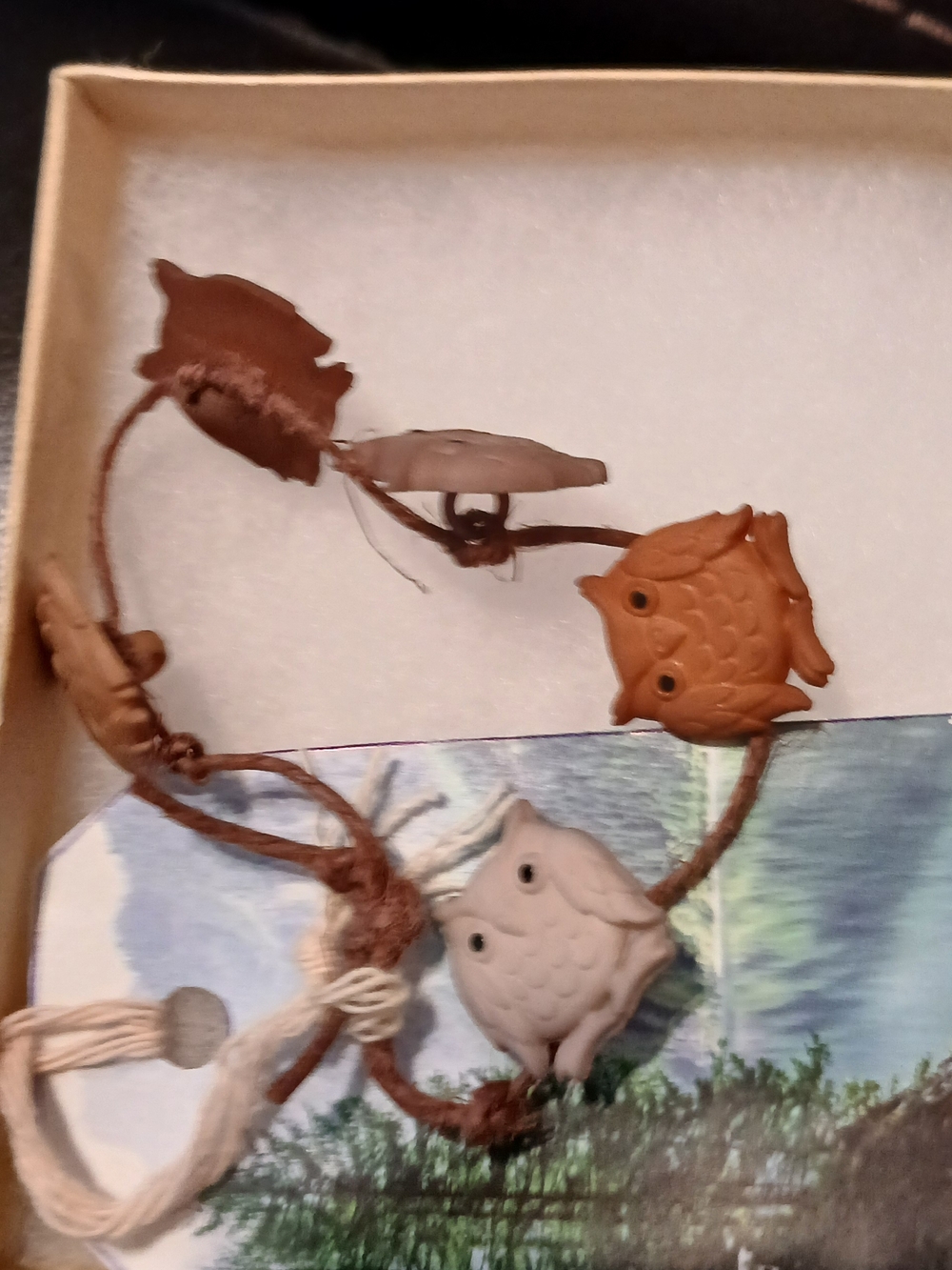 Kids Owl Bead Bracelet in Brown & Cream or Small Teen.